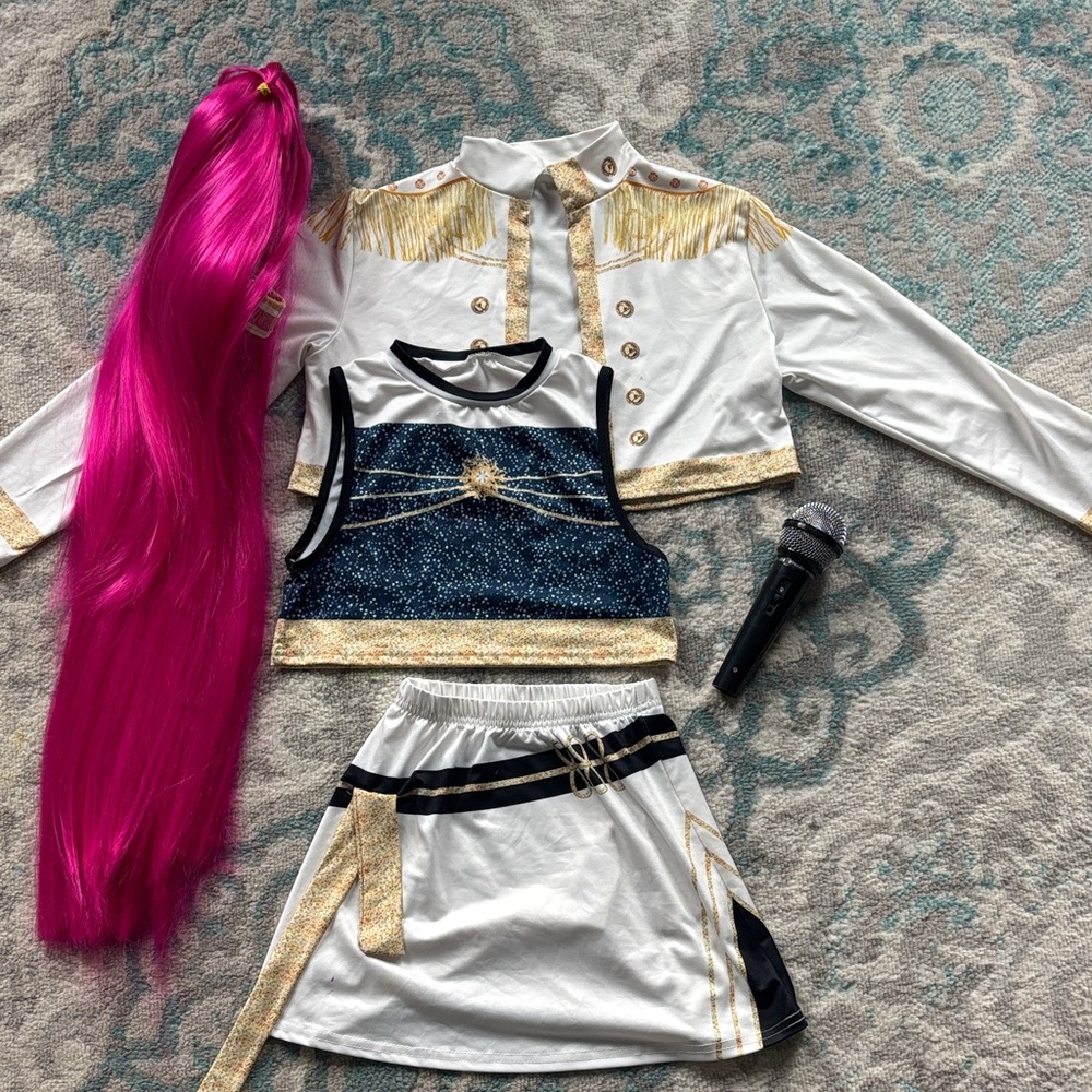 Kids Pop Demon Hunters Huntrix Costume Set with Pink Wig size 5-6